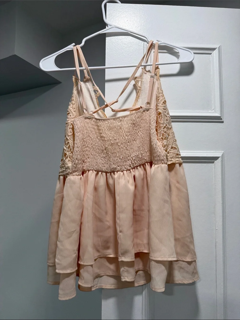 Peach Lace-Front Camisole Tank Top - Picture 3 of 4